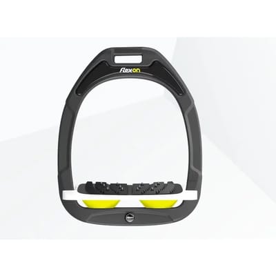 Schuin Ultra Grip Stijgbeugels Antraciet/Wit/Geel Flex-On Green Composite