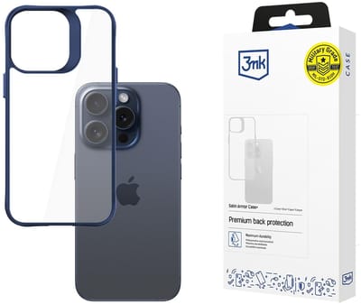 3mk Satin Armor Case+ Blue for Apple iPhone 15 Pro - transparent