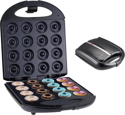 Donut Maker - Apparaat Snacks - Kindvriendelijk Ontbijt - Maakt 16 Donuts - 34 cm - Zwart