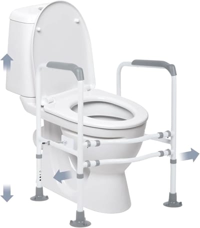 Verstelbare Toiletbeugel - Veiligheidsframe - Ondersteuning bij Toilet - Robuust Koolstofstaal - Max 150 kg - Zwart
