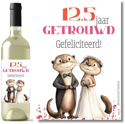 Wijnetiket 12,5 Jaar Getrouwd | Huwelijksjubileum Cadeau Etiket | 12,5 Jaar Liefde