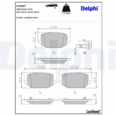 Remblokset DELPHI LP3697, achter