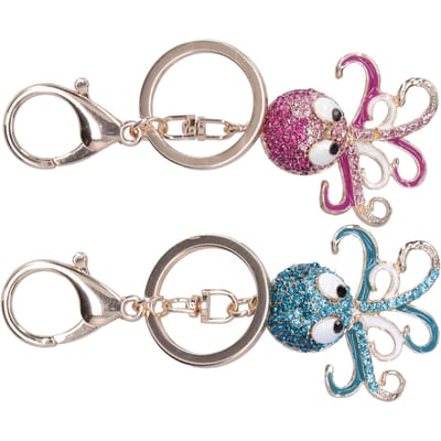 2 STKS Mode Octopus Vorm Strass Sleutelhanger Sleutelhanger Tas Charm Hanger Cadeau(Blauw Roos Rood ) gray