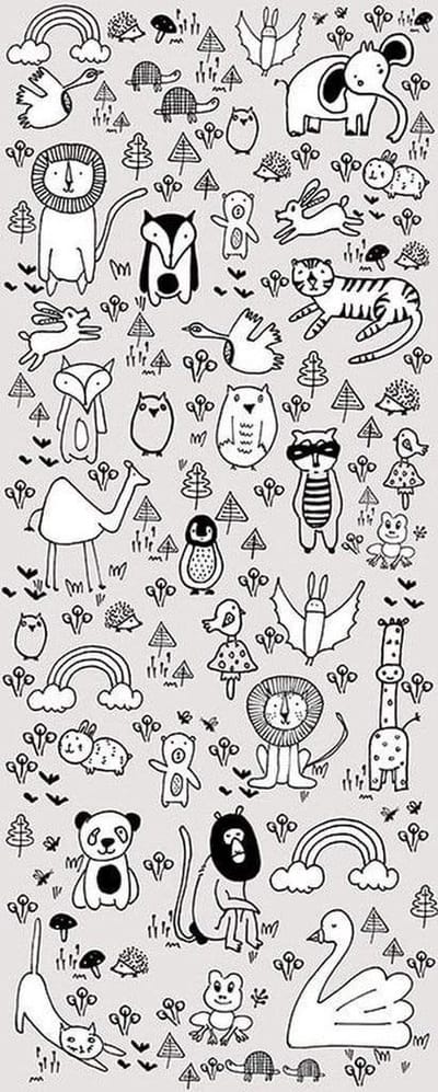 Fotobehang - Scribble Park 100x250cm - Vliesbehang