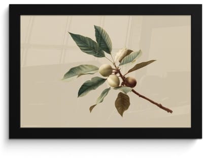 Poster in lijst - Fotolijst 30x20 cm - Posters - Tak - Groene Bladeren - Vruchten - Posterlijst zwart - Decoratie - Wanddecoratie woonkamer - Muurdecoratie slaapkamer