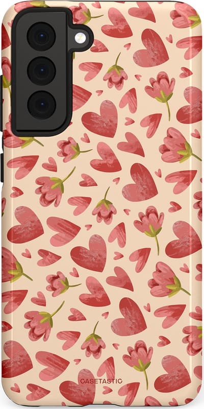 Casetastic Hoesje Geschikt voor Samsung S21 FE - Stijlvolle Beschermende Duo-layer Case - Verbonden Hartjes