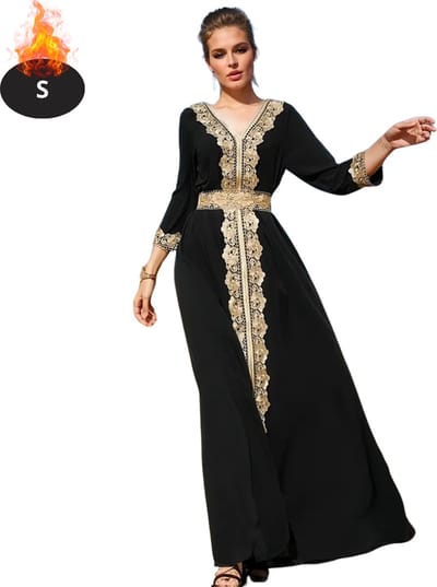 Bovista Islamitische Kleding - Djellaba Dames - Moslim Kleding - Arabisch Dames Kaftan - Alhamdulillah - Zwart S