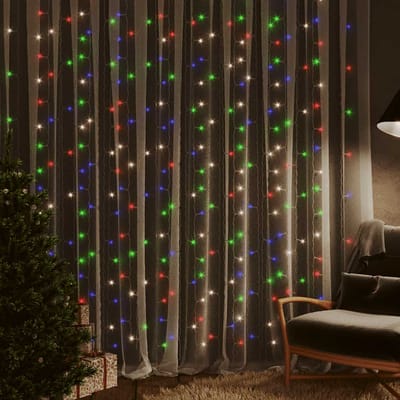 vidaXL - Lichtsnoergordijn - met - 300 - LED's - en - 8 - functies - 3x3 - m - meerkleurig