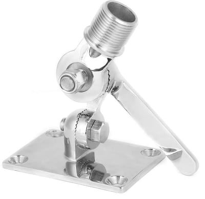 Dailygoods- Antennebeugel Verstelbare Basis - Roestvrij Staal - Maritieme Antennebevestiging - Duurzaam Ontwerp - Geschikt voor 1-14UNS Draadstandaard - Antennehouder