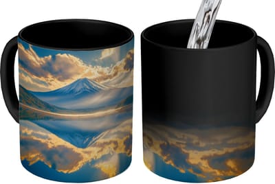 Magische Mok - Foto op Warmte Mokken - Koffiemok - Berg - Rivier - Zonsondergang - Magic Mok - Beker - 350 ML - Theemok