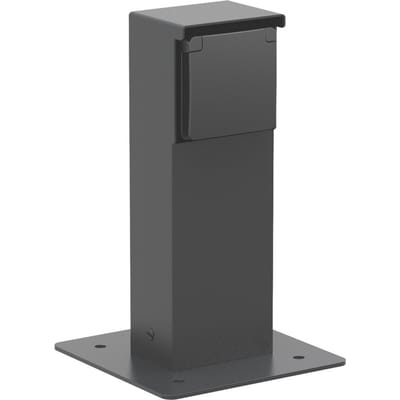 Niko New Hydro spuitwaterdichte RVS tuinpaal met grondplaat met 1-voudig stopcontact met randaarde - zwart (761-36915)