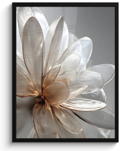Poster in lijst - Fotolijst 50x70 cm - Posters - Bloem - Wit - Neutraal - Posterlijst zwart - Decoratie - Wanddecoratie woonkamer - Muurdecoratie slaapkamer