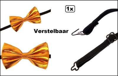 Vlinderstrik goud 13cm verstelbaar - Strikje Festival evenement gala party kerst hollywood huwelijjk