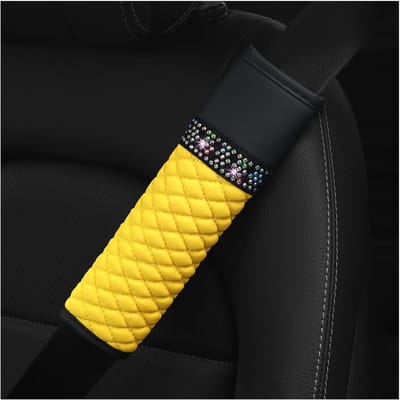 Autogordelkussens - Gordelkussens - Comfortabel Rijden - Verlicht Druk - 6.5x23cm - Geel