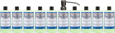 Handzeep Hamam 500 ml - set van 10 stuks - met gratis RVS zilverkleurige pomp - Voordeelverpakking