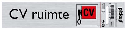 Pickup alulook deurbordje CV ruimte met pictogram 165 x 44 mm zelfklevend
