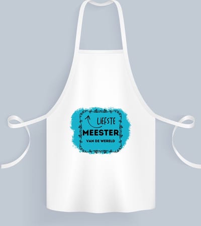 Akyol - liefste meester van de wereld Keukenschort - Meester - de liefste meester - verjaardag - cadeautje voor meester - meester artikelen - kado - geschenk - 82 bij 71 cm