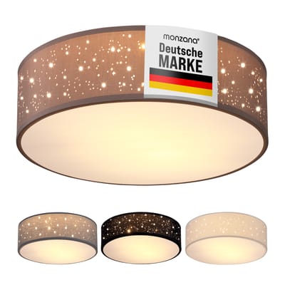 Monzana Plafondlamp - Sterrenhemel Rond 30cm 40 Watt Stof - Taupe