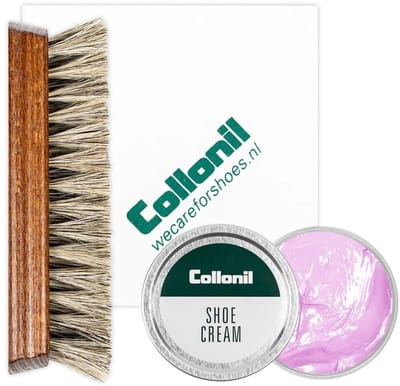 Collonil schoenpoets | Schoenpoets set | Shoe cream | Borstel | Poetsdoek | Kleur: Zacht roze