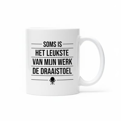 “Soms Is Het Leukste van Mijn Werk de Draaistoel” Mok – Grappige Nederlandse Kantoor Humor Koffiemok 330 ml