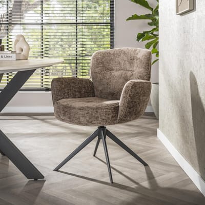 Dimehouse Set van 2 eetkamerstoelen Savona draaibaar Hoven rich champagne - Chenille - Scandinavisch & Basic