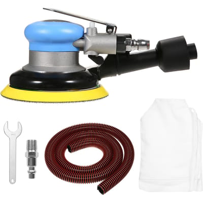 Ponceuse pneumatique 5 '', ponceuse à paume pneumatique 12000 tr/min, ponceuse professionnelle à Air, polissage Vacuum & US Connector bleu