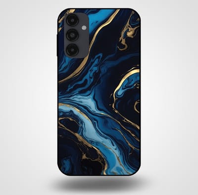 Smartphonica Telefoonhoesje voor Samsung Galaxy A14 met marmer opdruk - TPU backcover case marble design - Goud Blauw geschikt voor Samsung Galaxy A14
