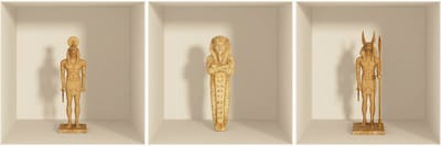 Sticker met 3D-effect van Egyptische kleibeelden, 30 x 90 cm