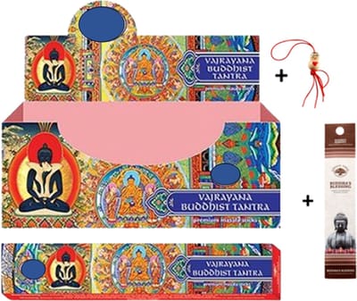 2 pakjes met 15 gram - Masala - Wierook - Wierookstokjes - Incense sticks - Buddhist Tantra + 5 Mini Wierookstokjes + Gelukspoppetje