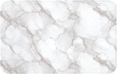 Badmat 80x50 cm - Antislip - Wit - Marmer - Bruin - Badmatten voor badkamer - Badkamermat - Douchemat - Badkamer mat