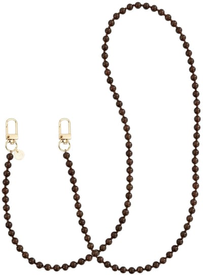 xoxo Wildhearts telefoonkoord - Brown Sugar (lang koord) - Geschikt voor iPhone - Geschikt voor Samsung - Universeel - Phone cord - Telefoonketting - Kralenketting met gouden details - Koord voor telefoon - Bruin