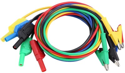Testkabels Krokodillenklem - Meetkabels - Elektrisch Testen - Volledig Geïsoleerd - 5 Stuks 113cm - Multicolor