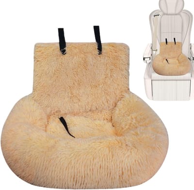 Huisdier Autostoel - Hondenstoel Auto - Veilig Reizen - Zachte Pluche Stof - 60 x 60 cm - Abrikoos