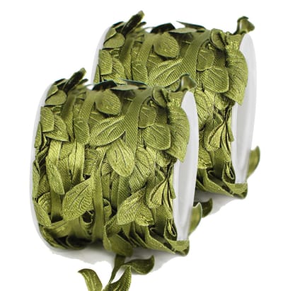 Cuhostki 2 Rollen - Decoratieve Jute Touw - Met Bladeren Natuurlijke Rotan Lint Voor Knutselen En Versieren