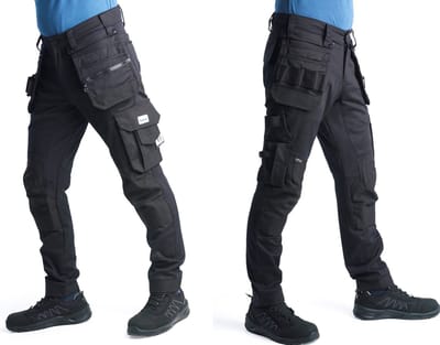 BITCO OISE Werkbroek Heren Stretch - Zwart - Waterafstotende en Olieafstotende Kniebeschermerzakken Verstevigd met CORDURA®