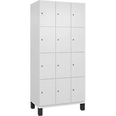 C+P Cambio lockerkast, 3 vakken, 12 vakken, op poten, B 900 x D 525 x H 1980 mm, verkeerswit