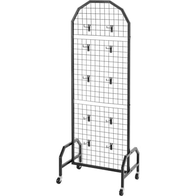 Lot de 2 Panneaux Muraux Grille 600 x 1640 mm Présentoir Filaire à Roulettes et Crochets