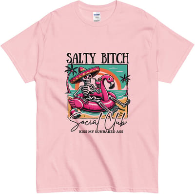 Vrolijk Zomer T Shirt Dames & Heren - Rebelse Print en Quote - Kiss My Sunbaked Ass - Roze - S