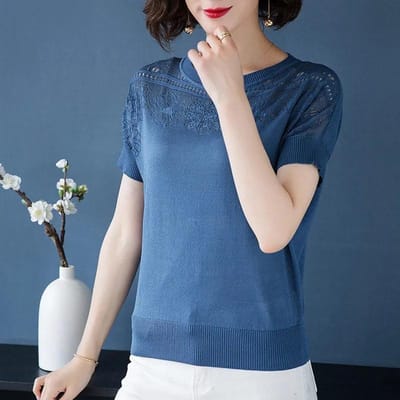 Ijszijde Trui T-shirt Korte Mouw Dames Losse Zomer Koel Set T-shirt Korte Top Dun Dames Hol XXL