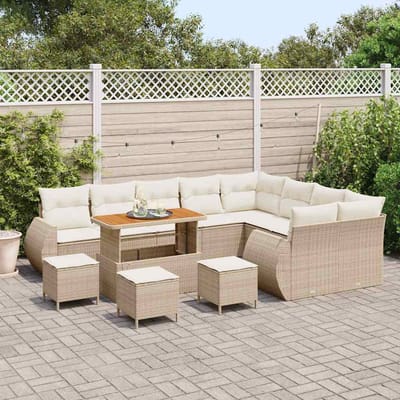 vidaXL - Tuinbank - Set - 13 - st - 13-Aantal - zitplaatsen - Beige - en - Crème