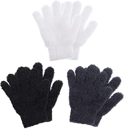 Warme gebreide winterhandschoenen voor kinderen, elastisch en comfortabel, geschikt voor 1-3 jaar, donkergrijs, zwart, wit
