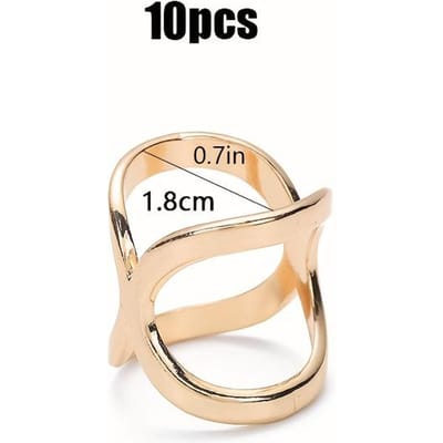 Lot de 10 boucles d'écharpe en soie plaquée or créative Miking, multi-usages, croisées, creuses, lisses, pour châle, serviette 10pcs beige