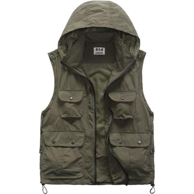 Capuchon Multi Pockets Vesten Voor Mannen Vrouwen Vest Fotograaf Reporters Vrijwilligers Vest Gereedschap Zakken Werk Uniformen M groen