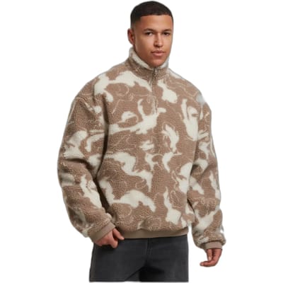 Urban Classics - Oversized Pattern Teddy Troyer Sweater/trui - 5XL - Beige