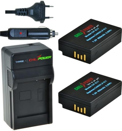 2 x LP-E17 accu's voor Canon - inclusief oplader en autolader - Origineel ChiliPower