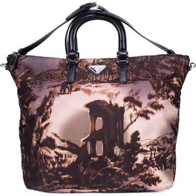 Tessuto Nylon Temple Print Tote Bag   schoudertas