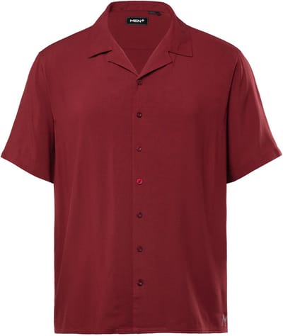 Men Plus - Heren - Overhemd van viscose korte mouwen Cubaanse kraag Cubaanse fit - Koperbruin - Maat 3XL