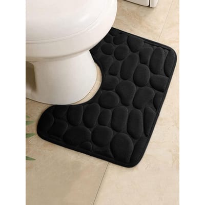 Tapis de sol de toilette haut de gamme en forme de U, imperméable et antidérapant, avec absorption d'eau. Élégant et stylé. 40x50cm noir