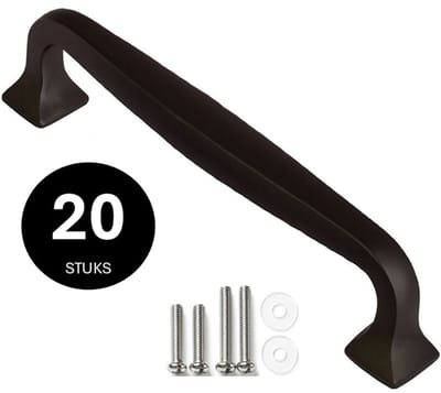 Handgreep zwart - Handgrepen zwart 128mm - 20 stuks - Handgrepen kast - Meubelgrepen - Keukengreep zwart - Kastgrepen - Handgrepen keukenkastjes - Meubelgreep - Handgrepen voor deurtjes - handgreep keuken - Deurgreep - ladegreep - incl schroeven -