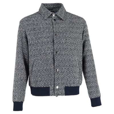 Etro Bomberjack met textuur, marineblauw, katoen